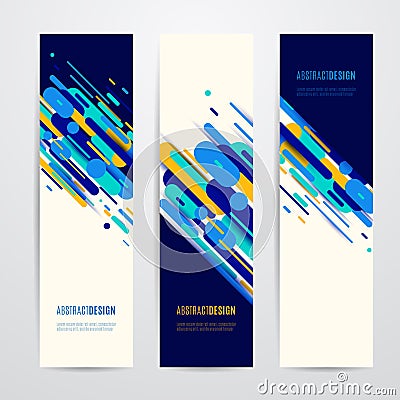 Vector illustration of vertical geometry round, diagonal and line banner set Vector Illustration