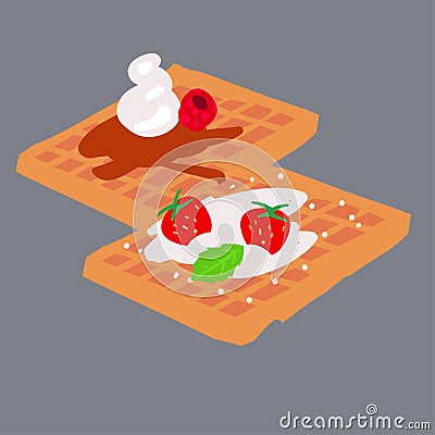 Vector illustration with viennese waffles. Cartoon Illustration