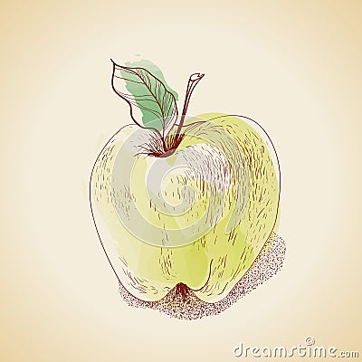 Vector illustration of vintage apple Vector Illustration