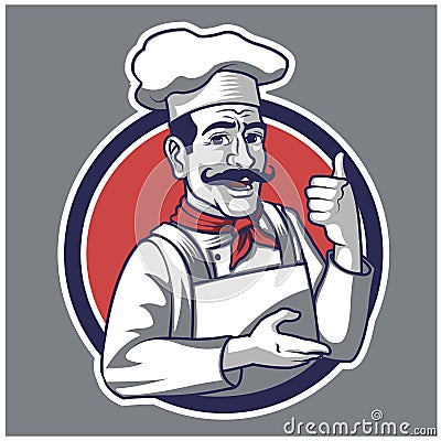 Vintage Traditional Chef Mascot For Restaurant Business Logo Branding Vector Illustration