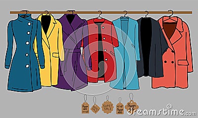 Warm clothes sale Vector Illustration