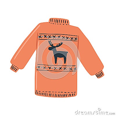 Vector illustration: warm sweater in hand drow hygge style Cartoon Illustration