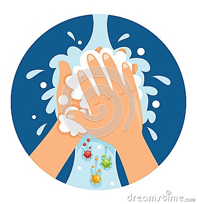 Vector Illustration Of Washing Hands Vector Illustration