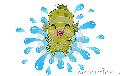 Water monster in kawaii style Vector Illustration