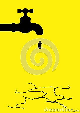 Water tap on the dried cracked land Vector Illustration