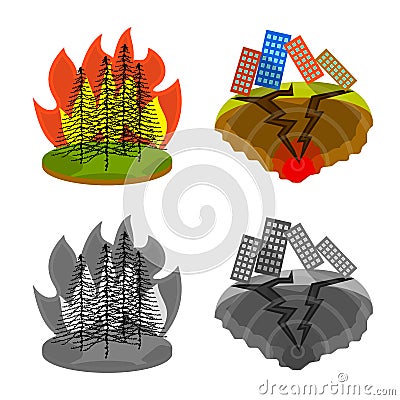 Vector design of weather and distress icon. Collection of weather and crash stock symbol for web. Vector Illustration