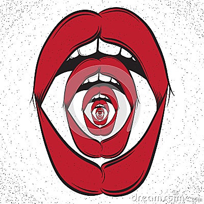 Vector illustration of weird open screaming mouth Vector Illustration