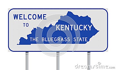 Welcome to Kentucky road sign Cartoon Illustration