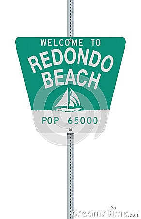 Welcome to Redondo Beach road sign Cartoon Illustration