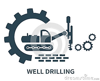 Vector illustration of the well drilling logo, icon, and sign. Vector Illustration