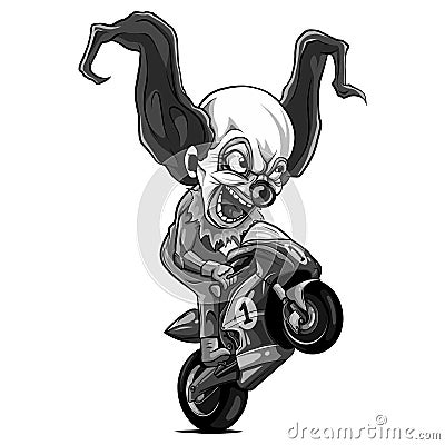 Vector illustration Wheelies Biker Motorcycle Rider racing Vector Illustration