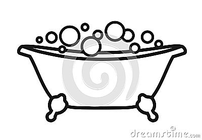 Isolated icon Bath tub with bubbles Vector Illustration