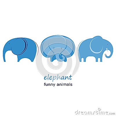 Vector illustration on white background. Set elephants. Vector Illustration