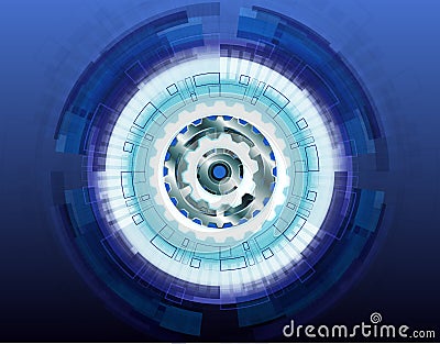 Vector illustration white gear wheel on circuit board, Hi-tech digital technology and engineering Abstract futuristic- Vector Illustration