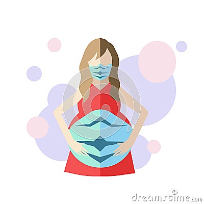 Vector illustration on white isolated background named Wearing Mask You Protect Not Only Your Llife But Also Life Of Your Child, Vector Illustration
