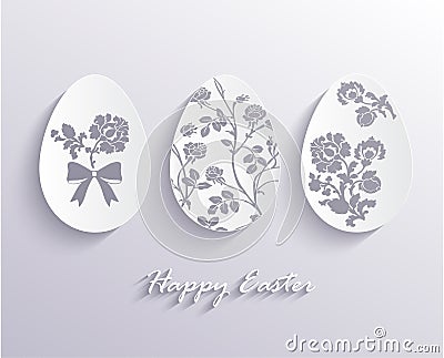 Vector illustration of white paper Easter eggs Cartoon Illustration