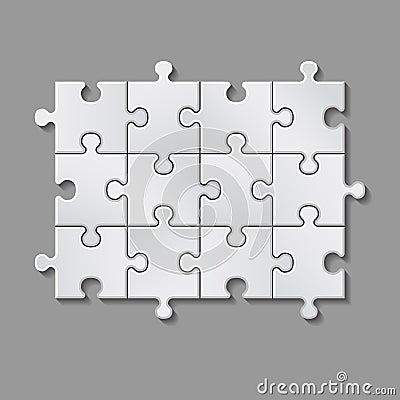 Vector illustration of white puzzle made of little pieces Vector Illustration