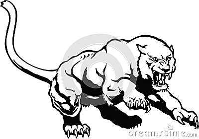 Cougar Attacking Illustration Vector Illustration