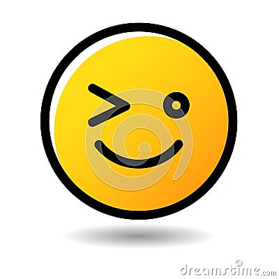 Wink emoticon emoji icon Vector Illustration