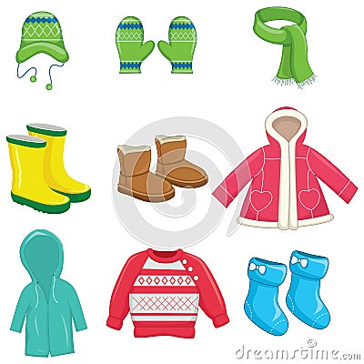 Vector Illustration Of Winter Clothes Vector Illustration