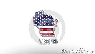 Vector illustration of a county state with US united states flag Vector Illustration