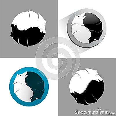 Wolf yin yang icon Vector Illustration