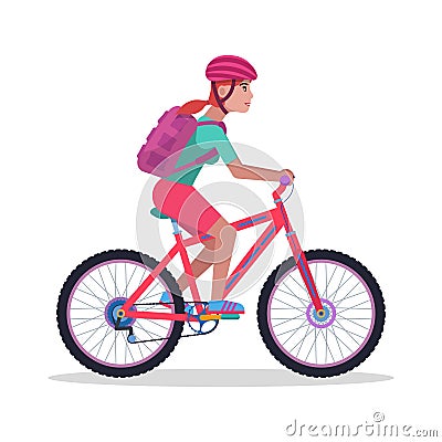 Vector illustration woman on a mountain bicycle Vector Illustration