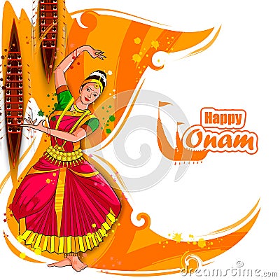 Vector illustration of Happy Onam Festival background of Kerala Vector Illustration