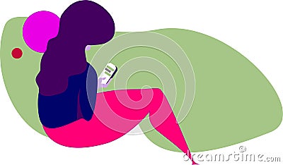 Illustration of a woman texting in mobile phone Vector Illustration