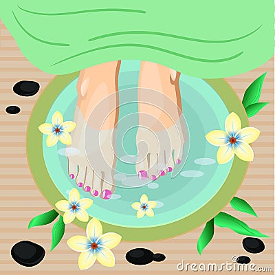 Vector illustration of women feet pedicure in flat style Vector Illustration