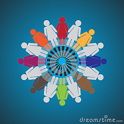 Vector Illustration of Women Holding Together, Concept of women empowerment Stock Photo