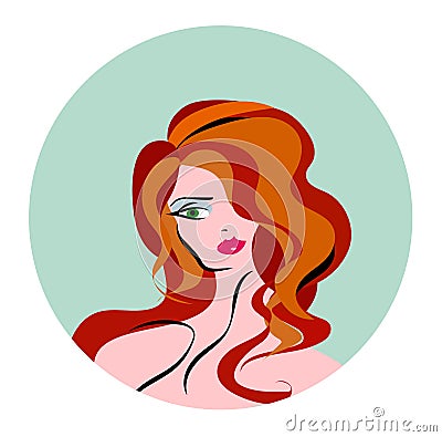 Vector illustration of women long hair style icon, logo women face Vector Illustration