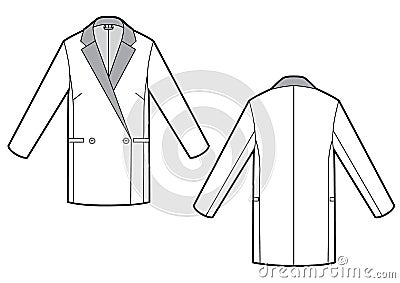 Vector illustration of women`s business jacket. Front and back views Cartoon Illustration