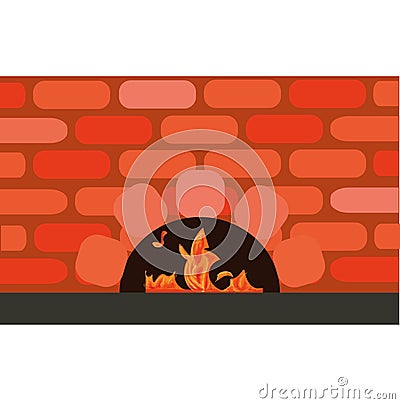 Vector illustration of a wood fired furnace. Firewood oven. Vector Illustration