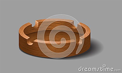 Vector Illustration of Wooden Ashtray Vector Illustration