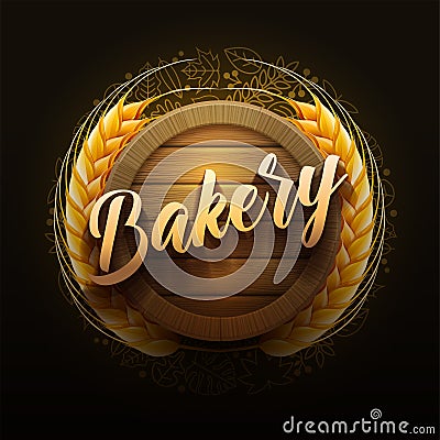 Wooden Bakery Signboard Vector Illustration