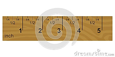 Wooden inch ruler Cartoon Illustration