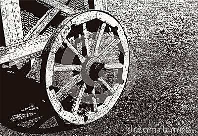 Vector illustration of a wooden wheel of an old cart Vector Illustration