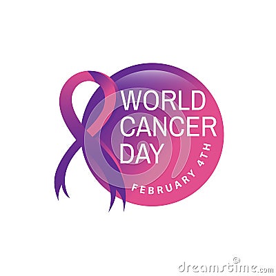 Vector illustration of World Cancer Day with ribbon Vector Illustration