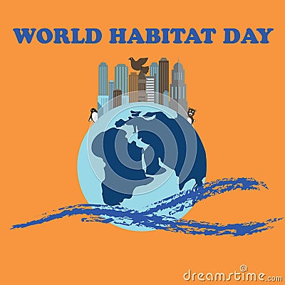 Vector illustration for World Habitat Day. Suitable for greeting card, poster and banner. Vector Illustration