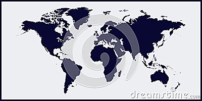 Vector illustration world map. World map on black blue background. Layers grouped for easy editing illustration. Vector Illustration