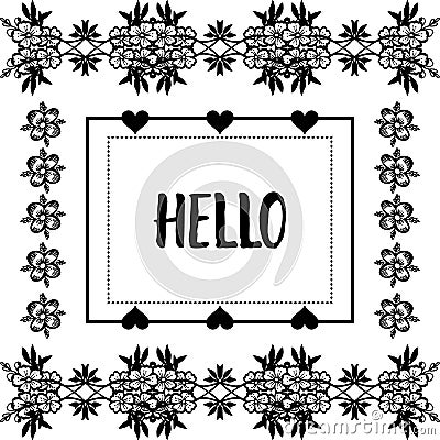 Vector illustration writing hello with crowd cute flower frame Vector Illustration