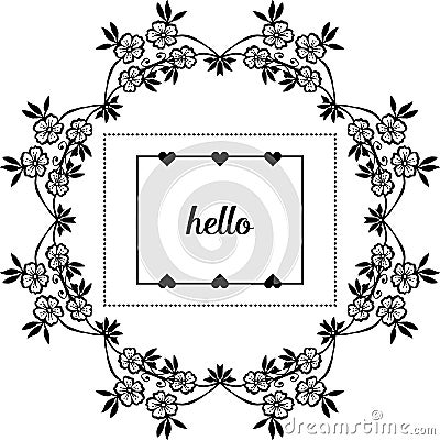 Vector illustration writing hello with crowd cute flower frame Vector Illustration