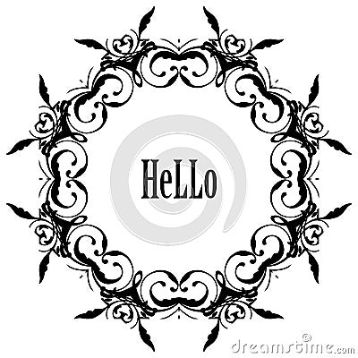 Vector illustration writing hello with crowd cute flower frame Vector Illustration