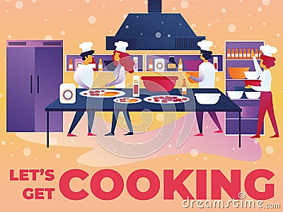 Vector Illustration Written Lets Get Cooking. Vector Illustration