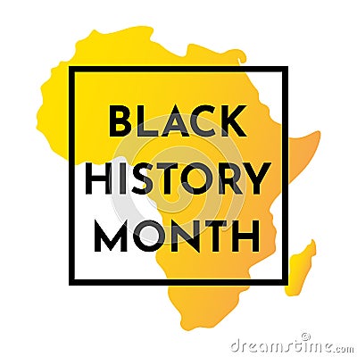 Vector illustration yellow background with silhouette of African continent. Black history month Vector Illustration