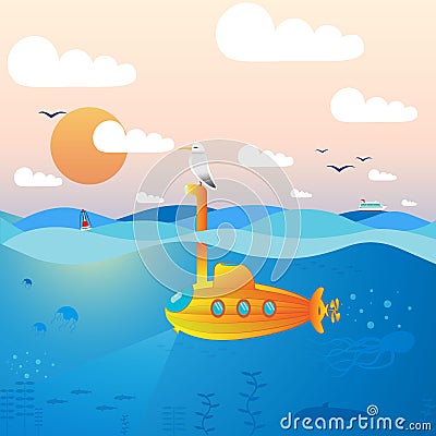 Submarine Vector Illustration