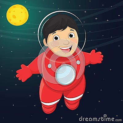 Vector Illustration Of A Young Boy Astronaut Float Vector Illustration