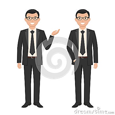 Vector illustration of a young cartoon style smiling businessman Vector Illustration