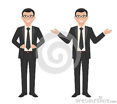 Vector illustration of a young cartoon style smiling businessman Vector Illustration